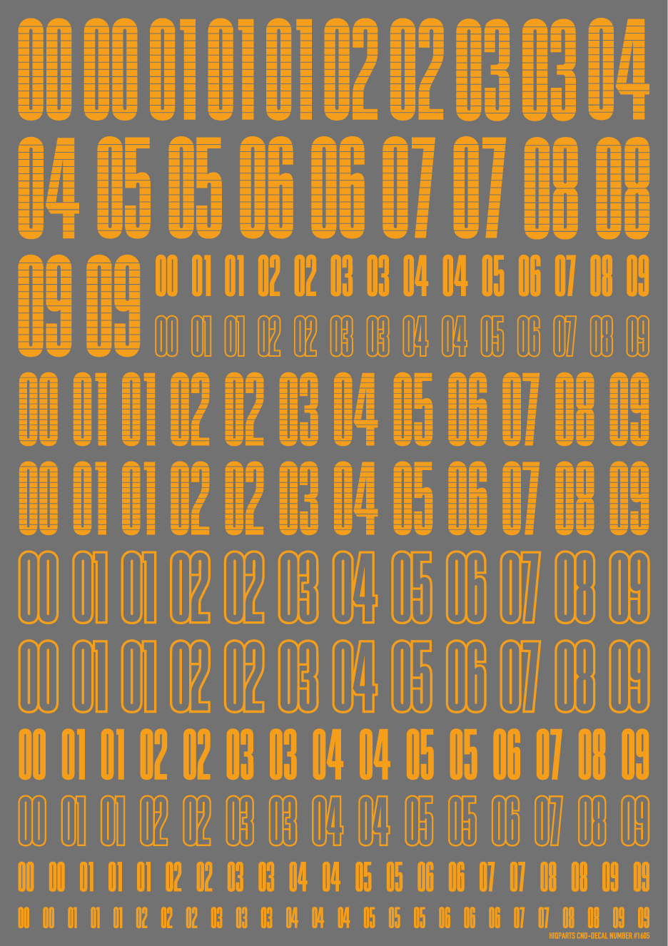 HiQ Parts CND Decal Number Yellow Orange (1pc)
