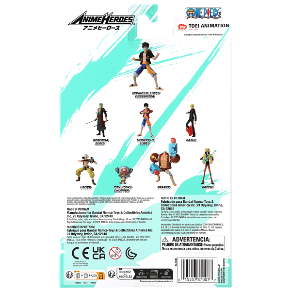 BANDAI Monkey D. Luffy Dressrosa Version One Piece, BNTCA Anime Heroes | 0045557370077
