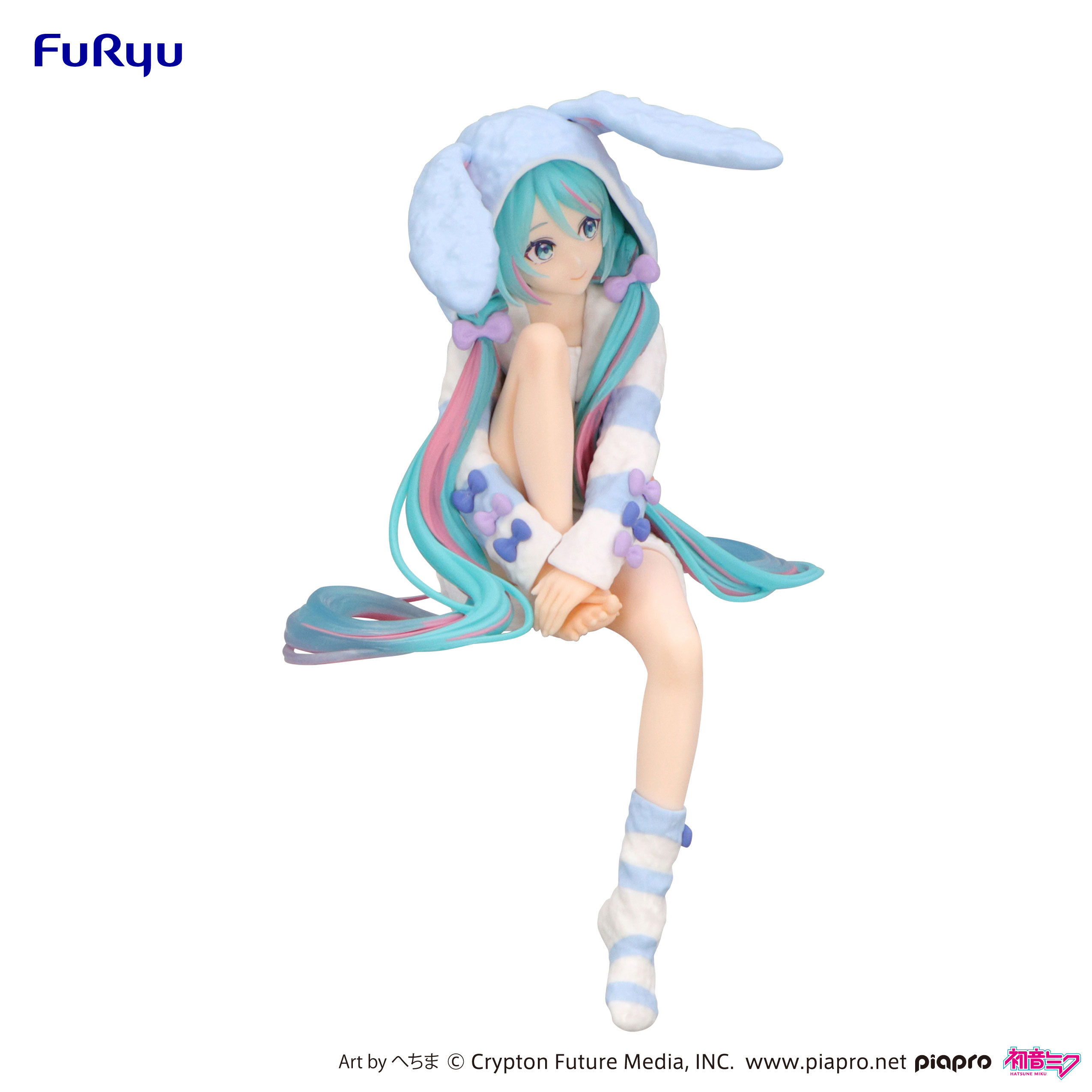 Hatsune Miku Noodle Stopper Figure -Rabbit Ear Hood Pajama Blue Color ver.- | 4571623501626