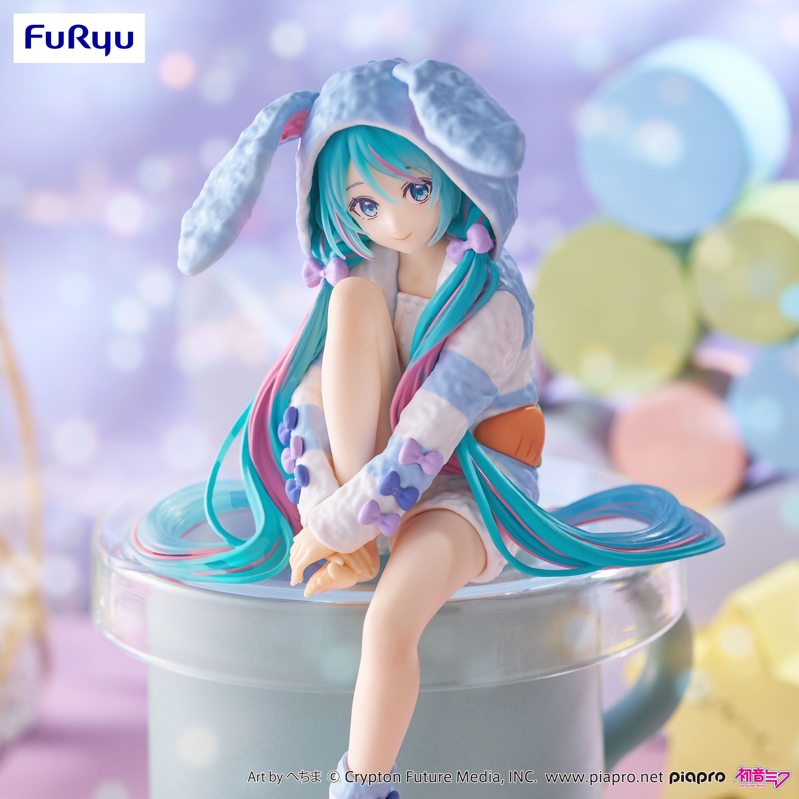 Hatsune Miku Noodle Stopper Figure -Rabbit Ear Hood Pajama Blue Color ver.- | 4571623501626