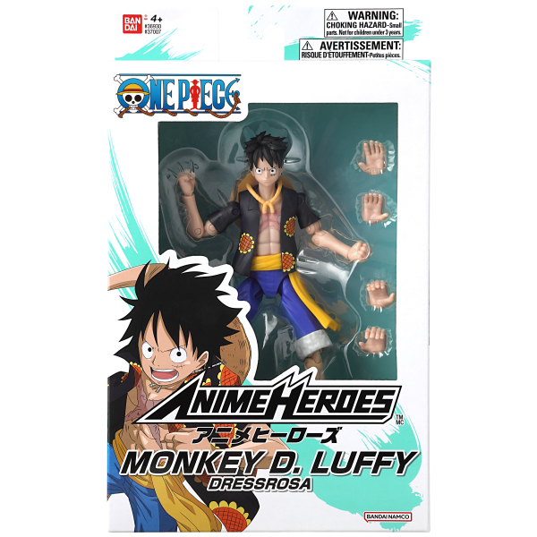 BANDAI Monkey D. Luffy Dressrosa Version One Piece, BNTCA Anime Heroes | 0045557370077