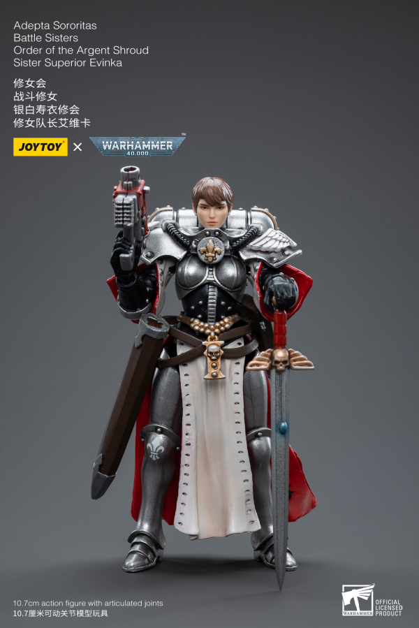 Joy Toy Warhammer 40K-Adepta Sororitas Battle Sisters Order of the Argent Shroud Sister Superior Evinka | 6973130374614