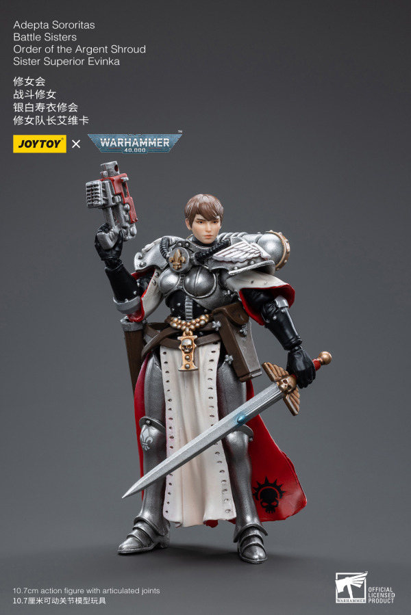 Joy Toy Warhammer 40K-Adepta Sororitas Battle Sisters Order of the Argent Shroud Sister Superior Evinka | 6973130374614