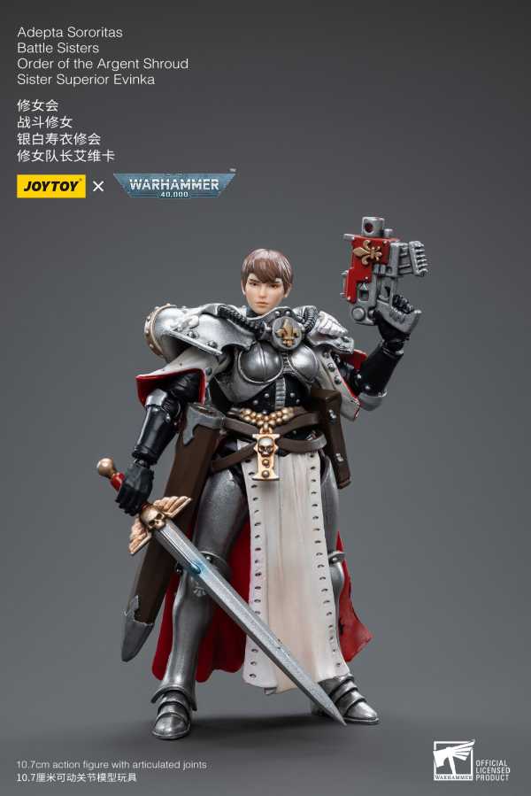 Joy Toy Warhammer 40K-Adepta Sororitas Battle Sisters Order of the Argent Shroud Sister Superior Evinka | 6973130374614