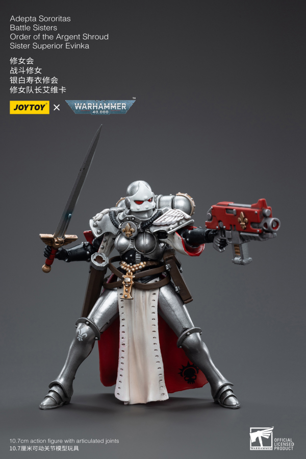 Joy Toy Warhammer 40K-Adepta Sororitas Battle Sisters Order of the Argent Shroud Sister Superior Evinka | 6973130374614