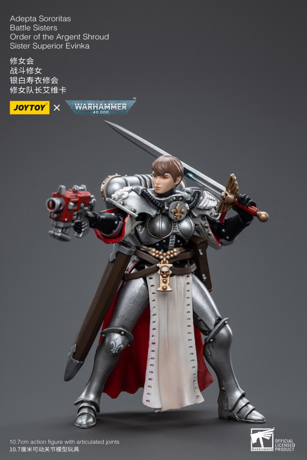 Joy Toy Warhammer 40K-Adepta Sororitas Battle Sisters Order of the Argent Shroud Sister Superior Evinka | 6973130374614