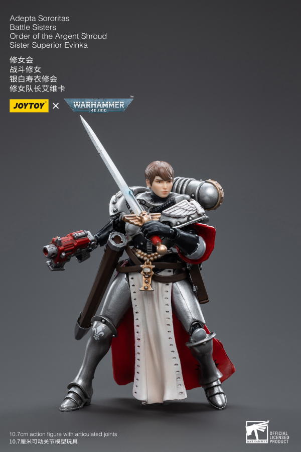 Joy Toy Warhammer 40K-Adepta Sororitas Battle Sisters Order of the Argent Shroud Sister Superior Evinka | 6973130374614