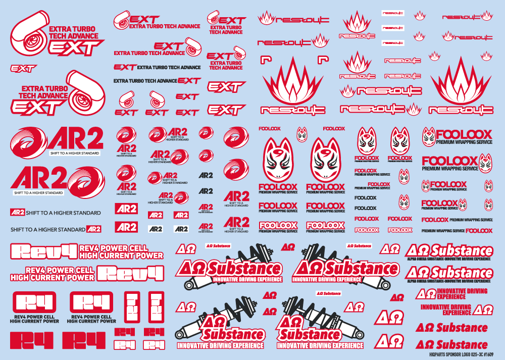 HiQ Parts Sponsor Logo Decal 02S Red / Dark Gray (1pc)