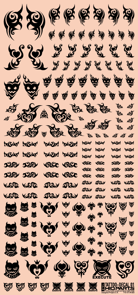 HiQ Parts Tattoo Decal 01 'Heart' Black (1pc) | 4573211372403