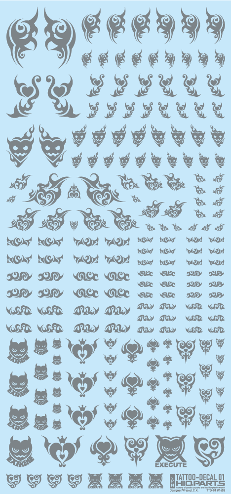 HiQ Parts Tattoo Decal 01 'Heart' Clear Black (1pc) | 4573211374513