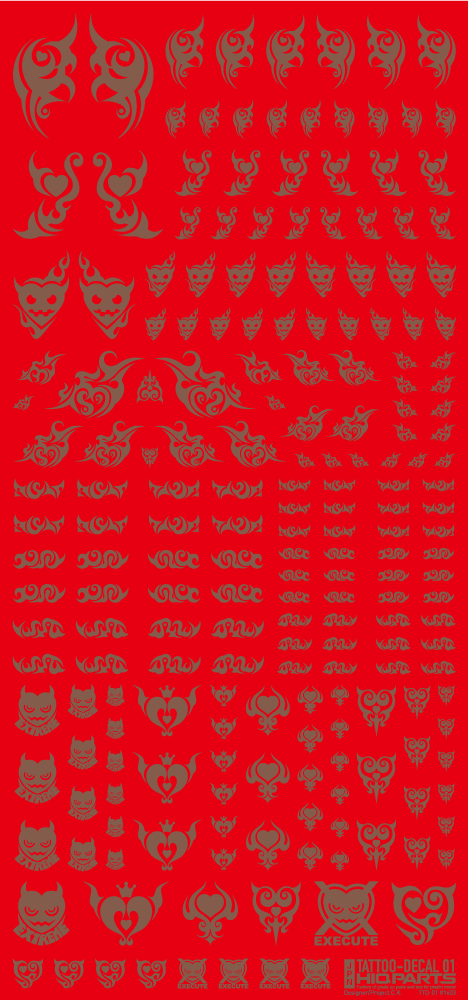 HiQ Parts Tattoo Decal 01 'Heart' Clear Black (1pc) | 4573211374513