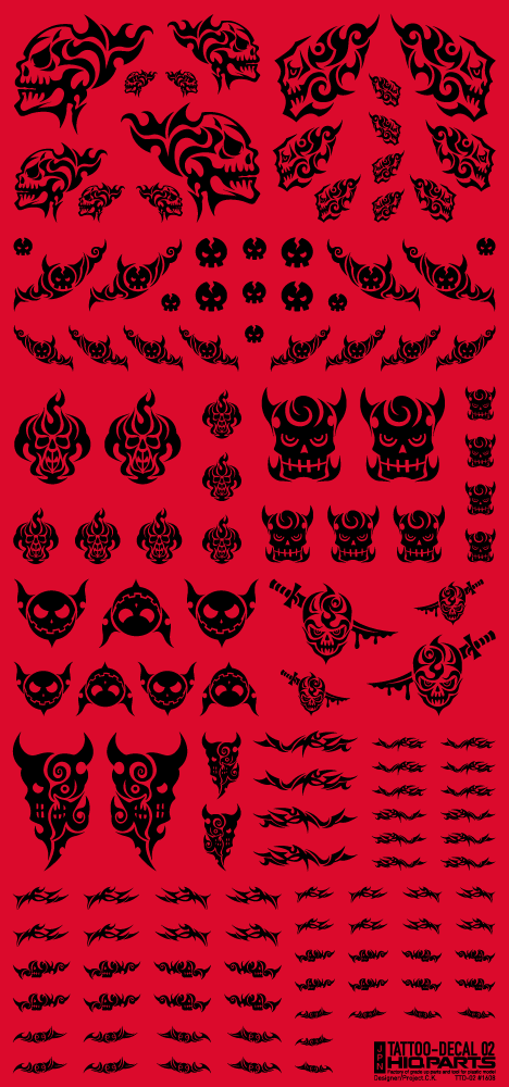 HiQ Parts Tattoo Decal 02 'Skull' Black (1pc) | 4573211372427