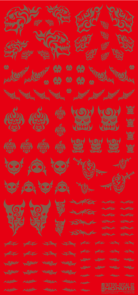 HiQ Parts Tattoo Decal 02 'Skull' Clear Black (1pc) | 4573211374520