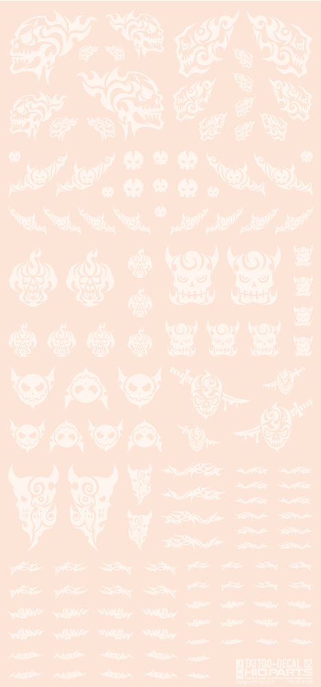 HiQ Parts Tattoo Decal 02 'Skull' Clear White (1pc) | 4573211374490