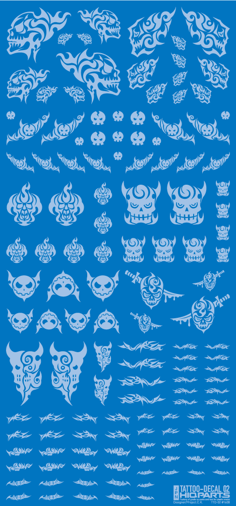HiQ Parts Tattoo Decal 02 'Skull' Clear White (1pc) | 4573211374490