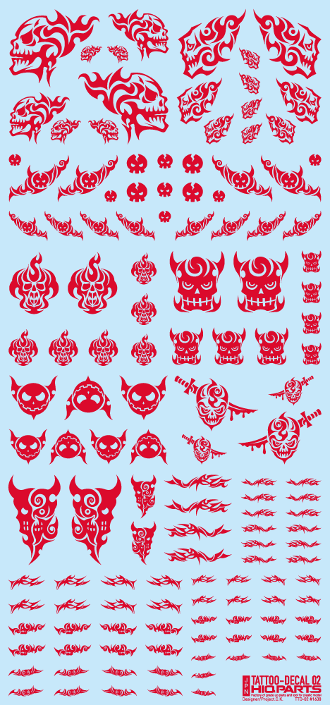 HiQ Parts Tattoo Decal 02 'Skull' Red (1pc) | 4573211372410
