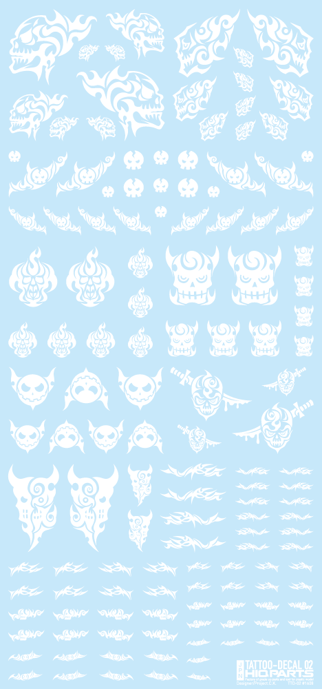HiQ Parts Tattoo Decal 02 'Skull' White (1pc) | 4573211371949