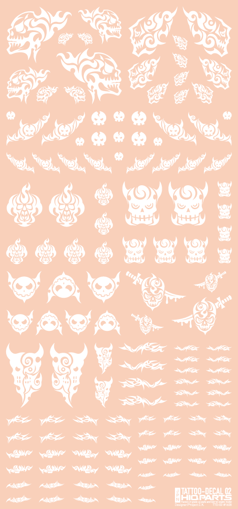 HiQ Parts Tattoo Decal 02 'Skull' White (1pc) | 4573211371949