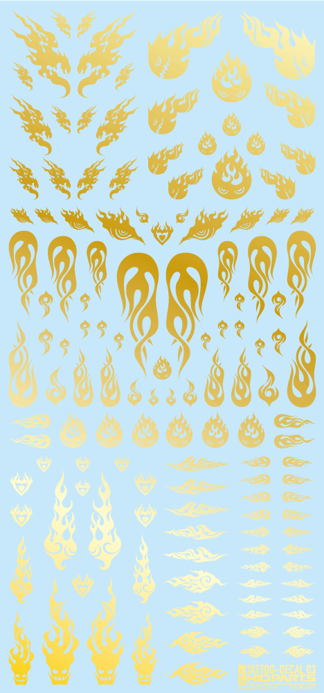 HiQ Parts Tattoo Decal 03 'Fire' Gold (1pc) | 4573211373233
