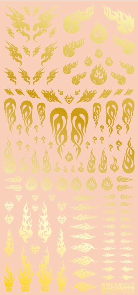HiQ Parts Tattoo Decal 03 'Fire' Gold (1pc) | 4573211373233