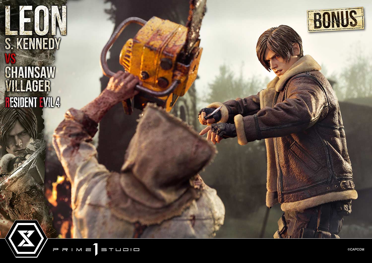 Ultimate Premium Masterline Resident Evil 4 Leon S. Kennedy versus Chainsaw Villager