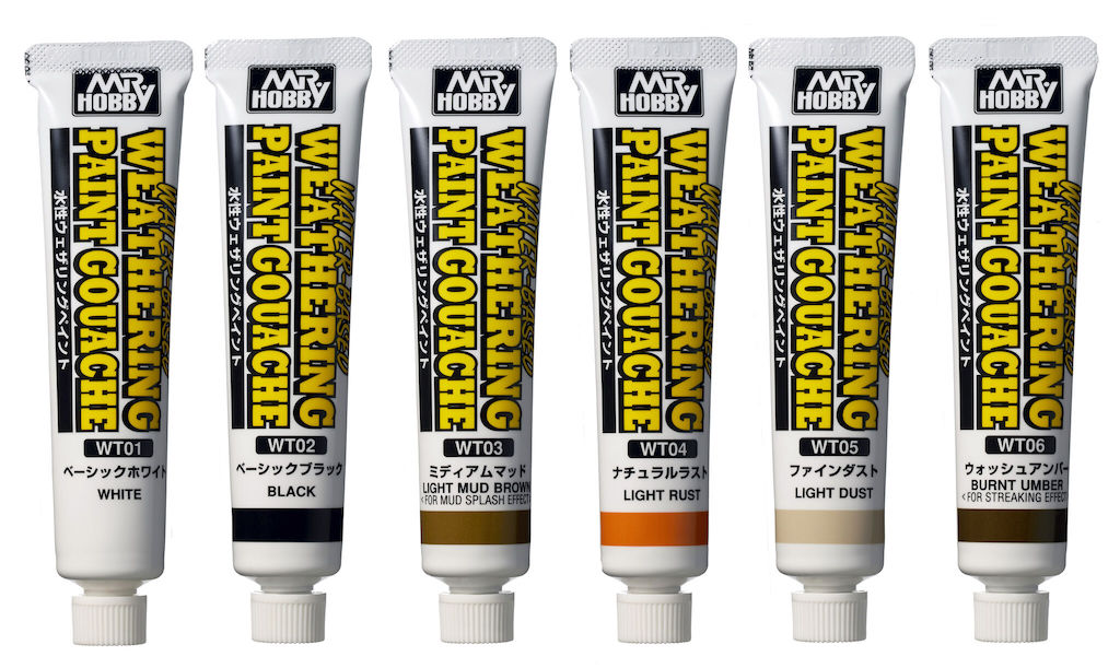 Mr Hobby WATER BASED WEATHERING PAINT GOUACHE 6 COLOR SET | 4973028506679