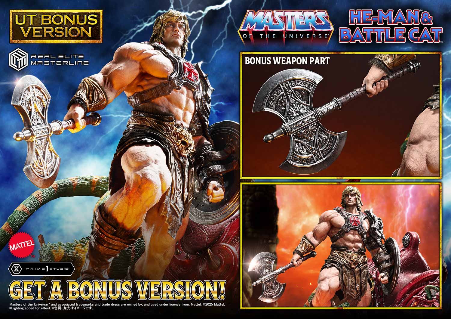 Real Elite Masterline Masters of the Universe He-Man & Battle Cat Ultimate Bonus Version