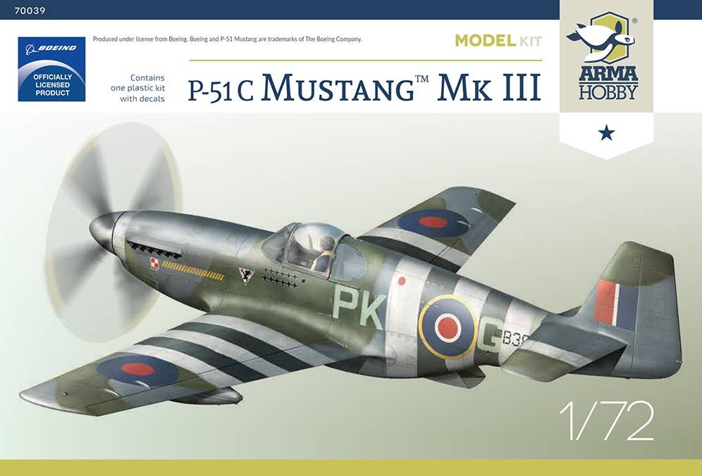 Arma Hobby 1/72 P-51 C Mustang Mk. III Model Kit | 5902734373373
