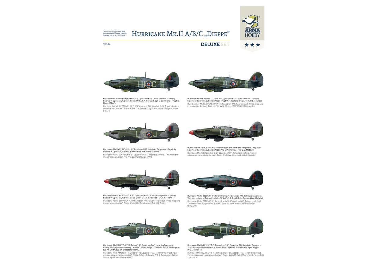 Arma Hobby 1/72 Hurricane Mk II a/b/c Dieppe Deluxe Set | 5902734373410