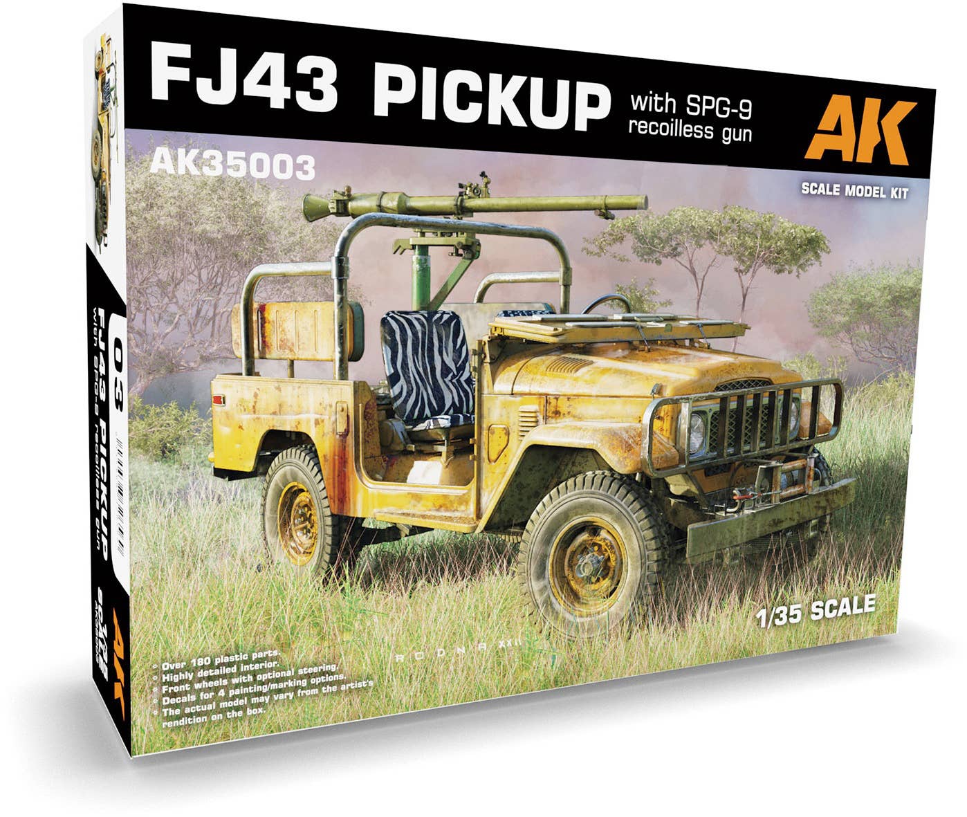 AK Interactive 1/35 FJ43 Pickup with SPG-9 Recoilless Gun Plastic Model Kit | 8435568326569