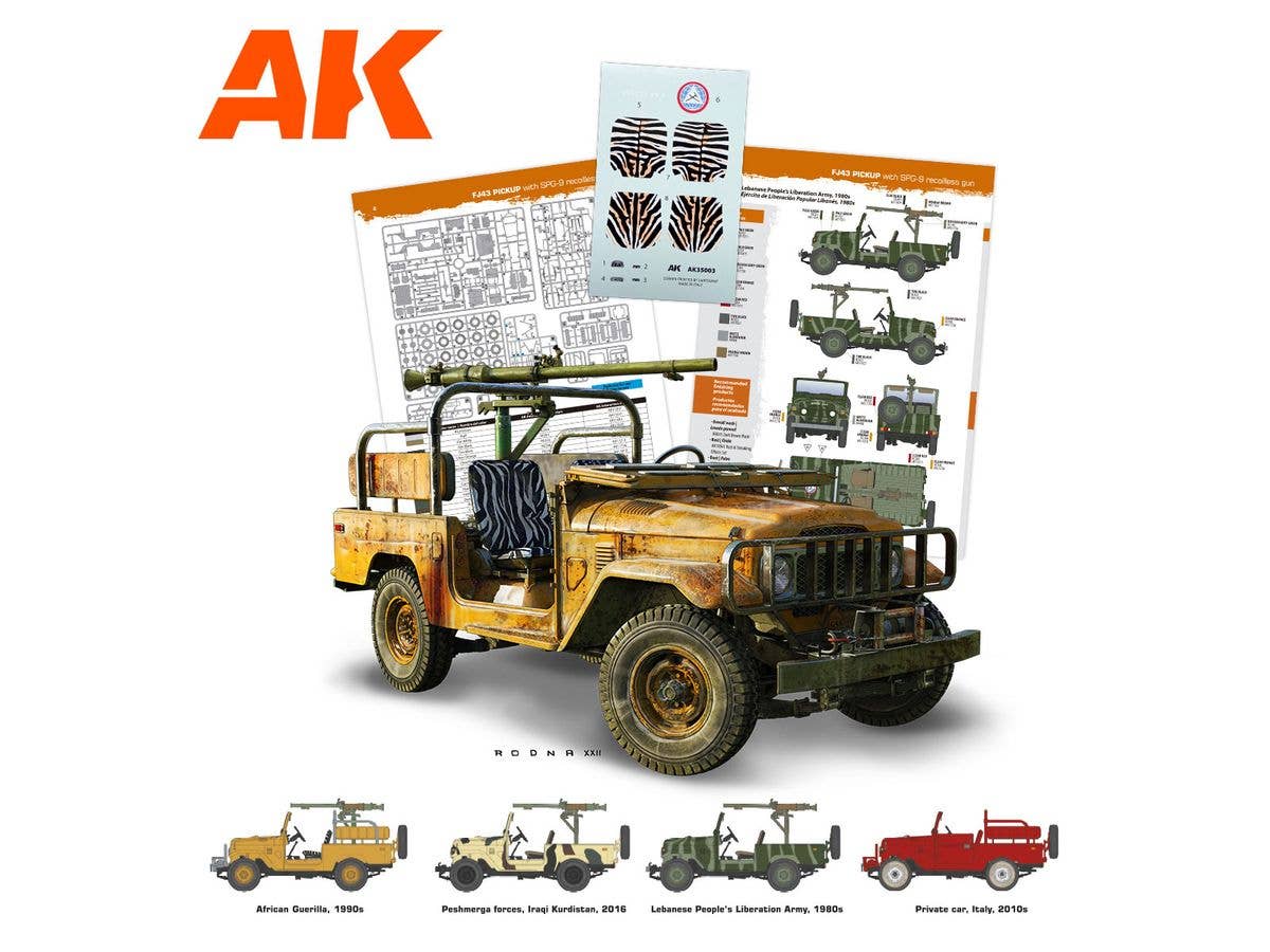 AK Interactive 1/35 FJ43 Pickup with SPG-9 Recoilless Gun Plastic Model Kit | 8435568326569