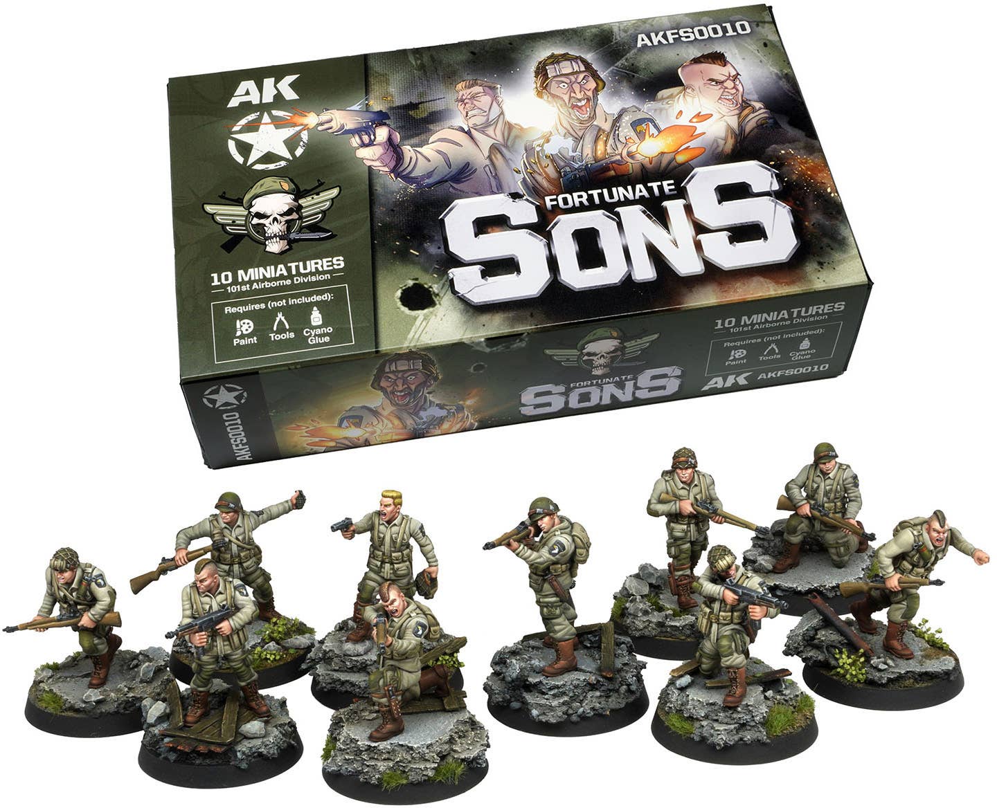 AK Interactive FORTUNATE SONS 101st Airborne Division (10 Miniatures) Figures | 8435568339293