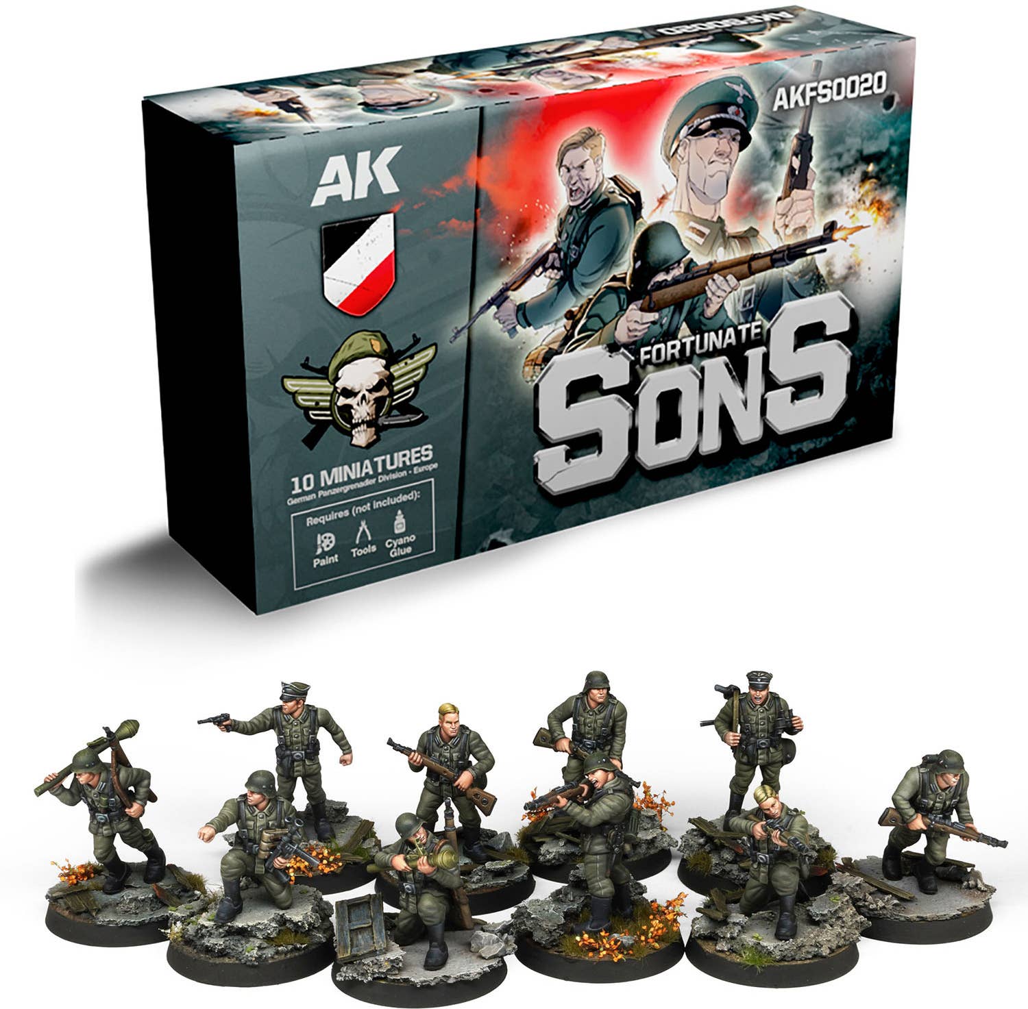 AK Interactive Fortunate Sons Panzergrenadier Division (10 Miniatures) | 8435568339309