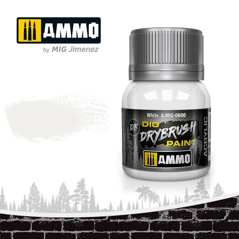 Ammo Mig Dio Drybrush Acrylic Paint 40ml - White | 8432074006008