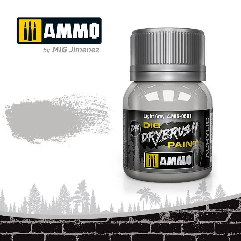 Ammo Mig Dio Drybrush Acrylic Paint 40ml - Light Grey | 8432074006015