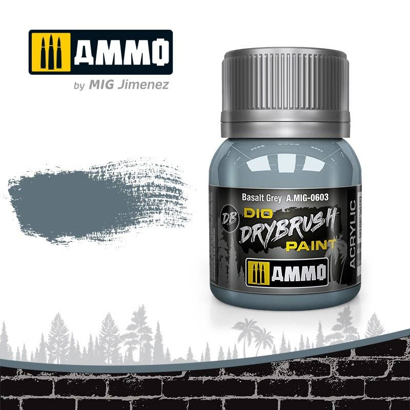 Ammo Mig Dio Drybrush Acrylic Paint 40ml - Basalt Grey | 8432074006039