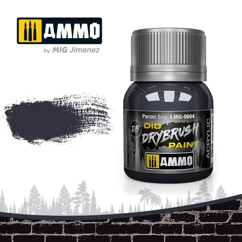 Ammo Mig Dio Drybrush Acrylic Paint 40ml - Panzer Grey | 8432074006046