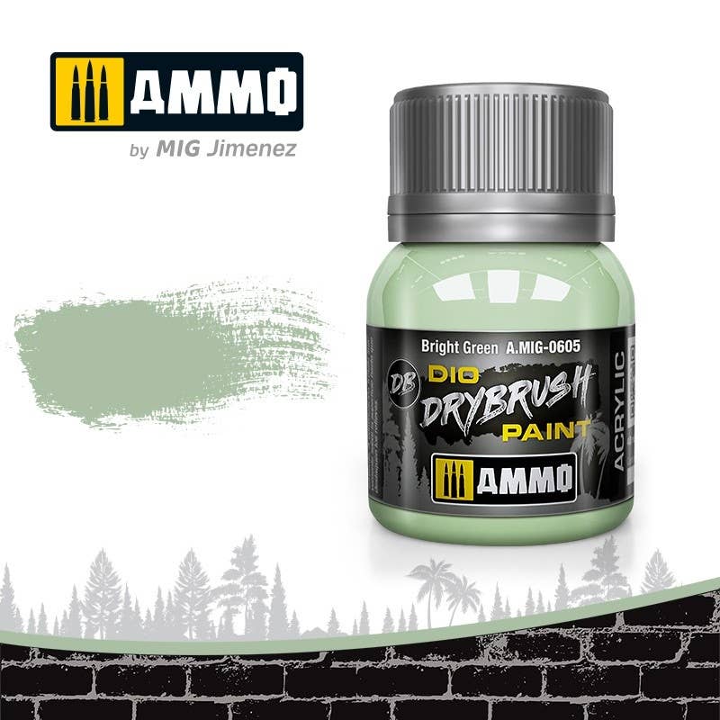 Ammo Mig Dio Drybrush Acrylic Paint 40ml - Bright Green | 8432074006053