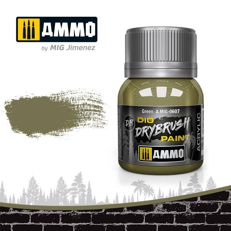 Ammo Mig Dio Drybrush Acrylic Paint 40ml - Green | 8432074006077