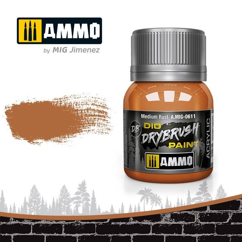 Ammo Mig Dio Drybrush Acrylic Paint 40ml - Medium Rust | 8432074006114