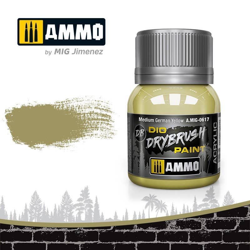 Ammo Mig Dio Drybrush Acrylic Paint 40ml - Medium German Yellow | 8432074006176