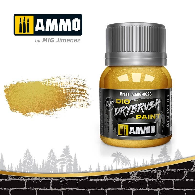 Ammo Mig Dio Drybrush Acrylic Paint 40ml - Brass | 8432074006237