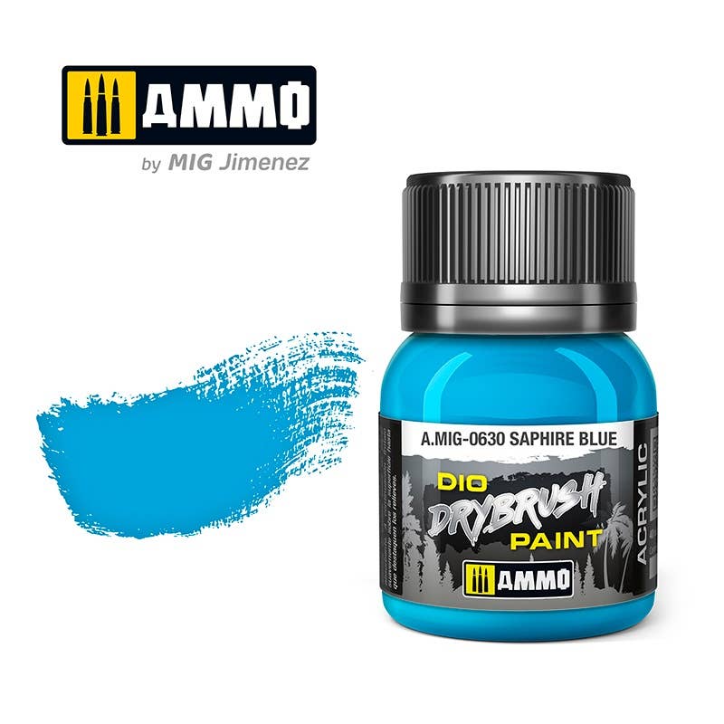 Ammo Mig Dio Drybrush Acrylic Paint 40ml - Saphire Blue | 8432074006305