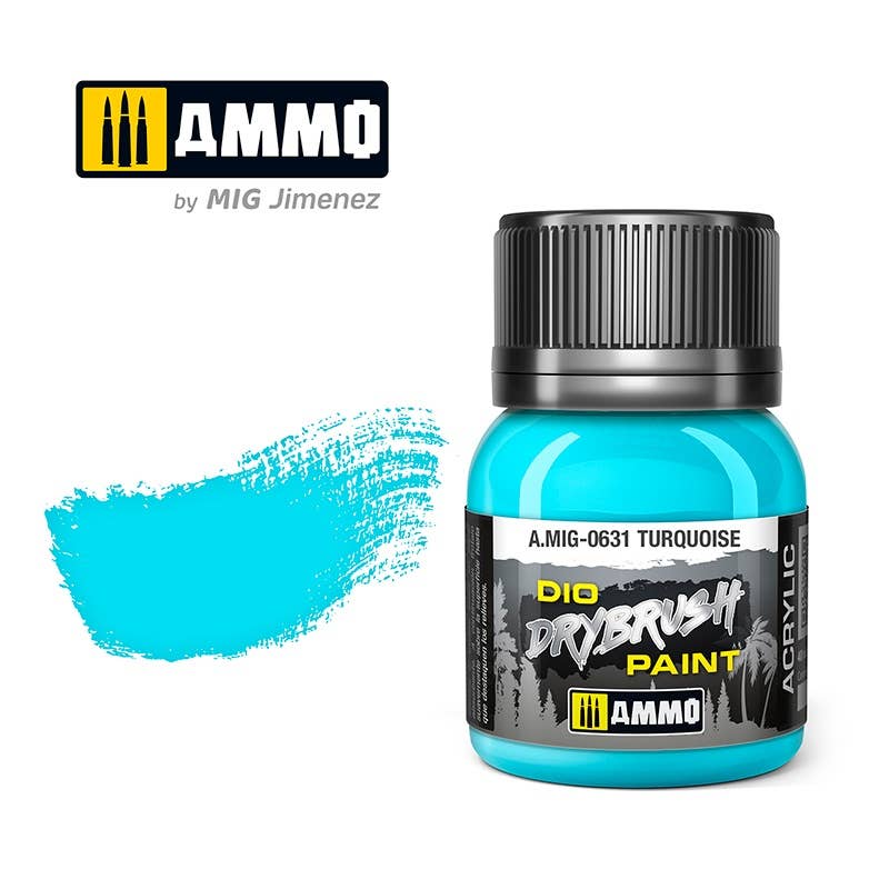 Ammo Mig Dio Drybrush Acrylic Paint 40ml - Turquoise | 8432074006312