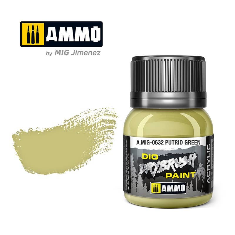 Ammo Mig Dio Drybrush Acrylic Paint 40ml - Putrid Green | 8432074006329