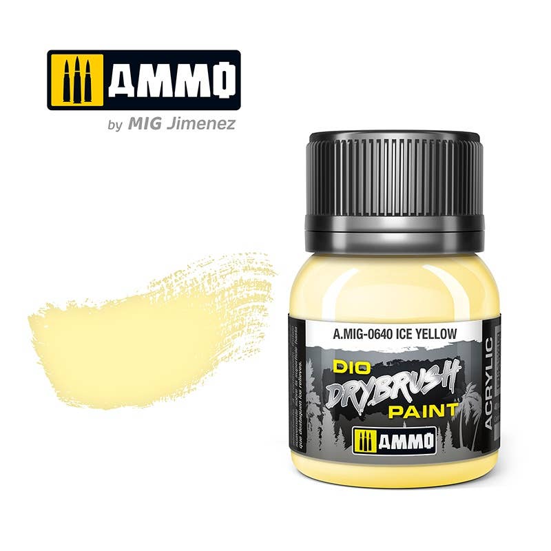 Ammo Mig Dio Drybrush Acrylic Paint 40ml - Ice Yellow | 8432074006404