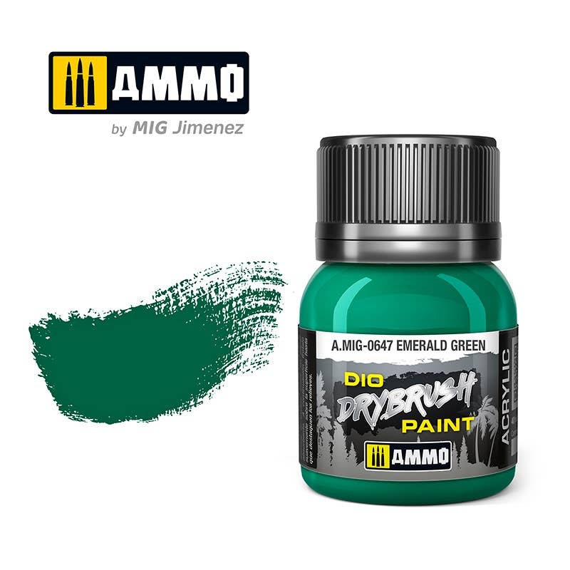 Ammo Mig Dio Drybrush Acrylic Paint 40ml - Emerald Green | 8432074006473