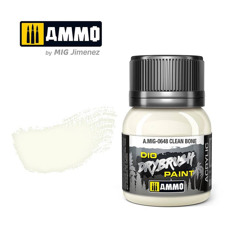 Ammo Mig Dio Drybrush Acrylic Paint 40ml - Clean Bone | 8432074006480