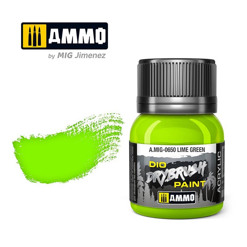 Ammo Mig Dio Drybrush Acrylic Paint 40ml - Lime Green | 8432074006503