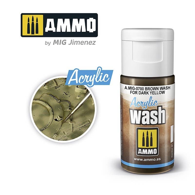Ammo Mig Brown for Dark Yellow Acrylic Wash | 8432074007005